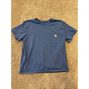 Carhartt T-Shirt Womens XXL Blue Loose Fit Pocket Short Sleeve K87 Heathered